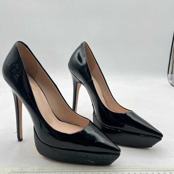 Wo Wagas Black Platform High Heels Pointy Toe Slip On Pump Business Prom Daily - Picture 4 of 8